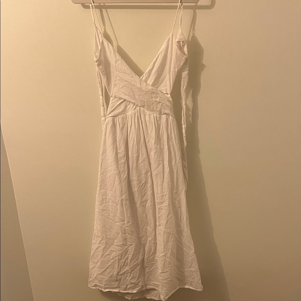 H&M White Linen Midi Dress